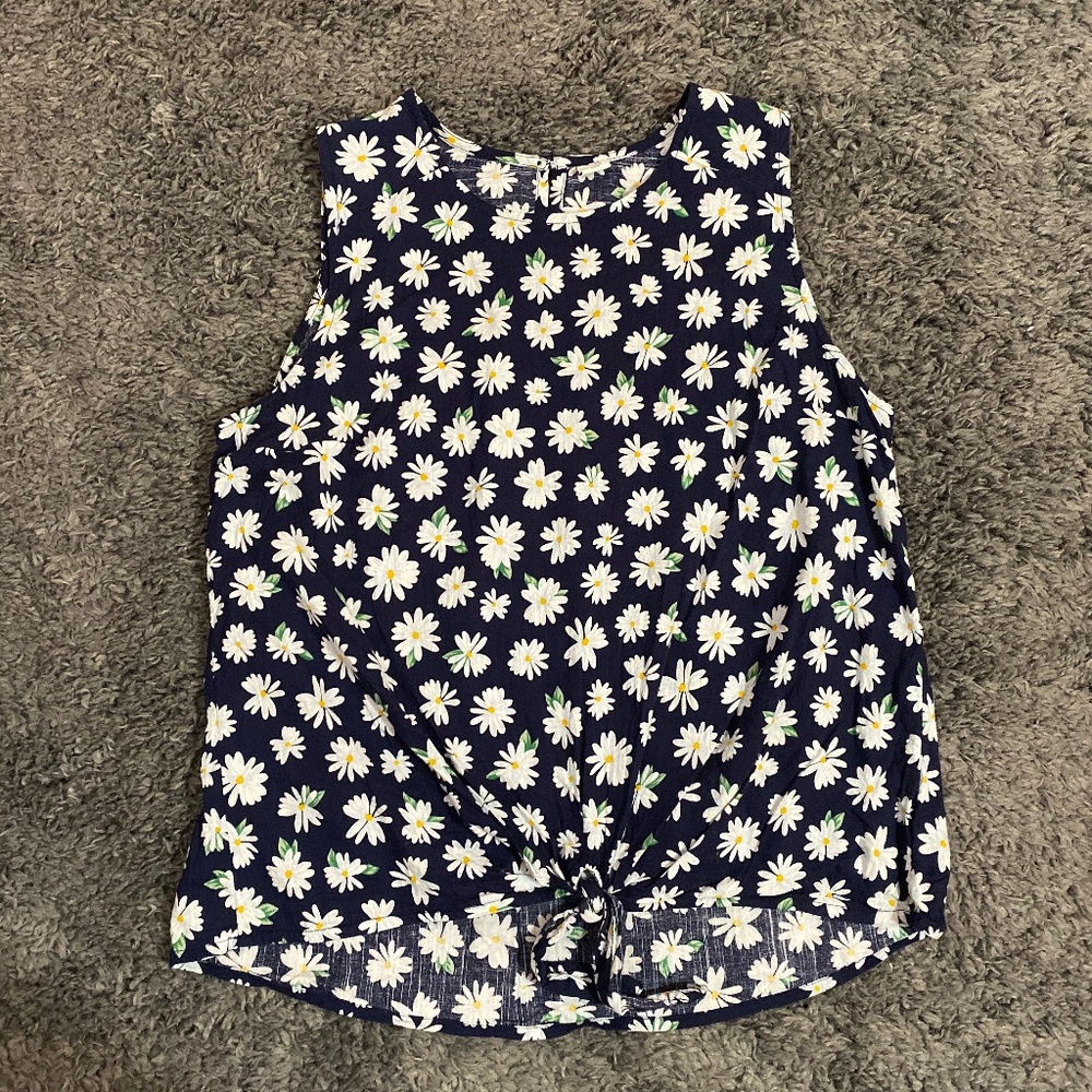 Old Navy Daisy Print Tank Top Front Tie Tunic